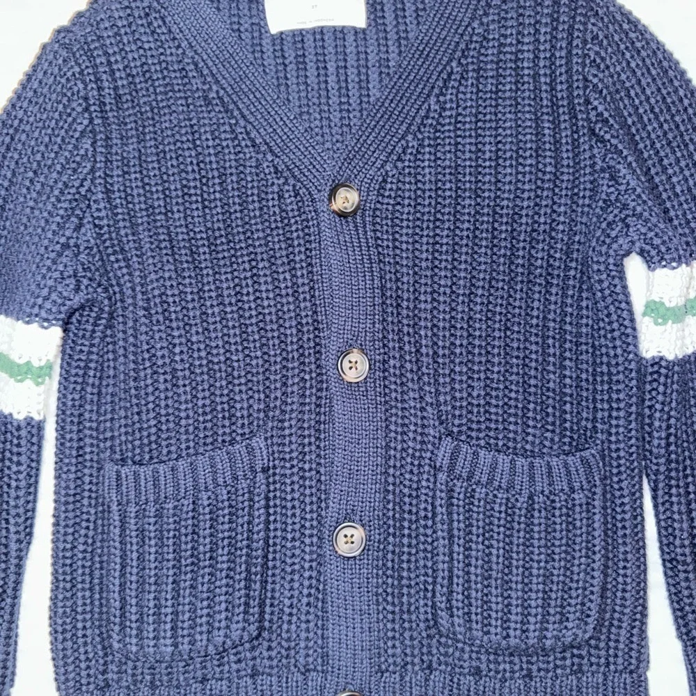 Old Navy Blue Knit Cardigan with Stripes